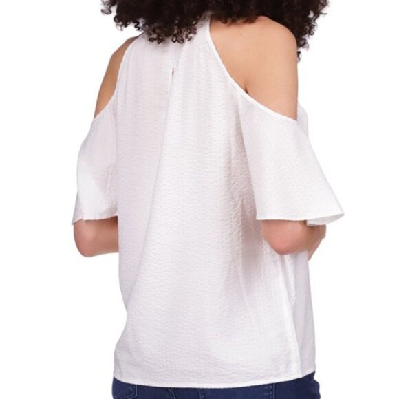 Michael Michael Kors White Textured Halter Neck Cold Shoulder Top Extra Large XL - Picture 3 of 16